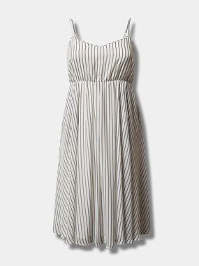 Torrid Lightweight White Striped Midi Dress